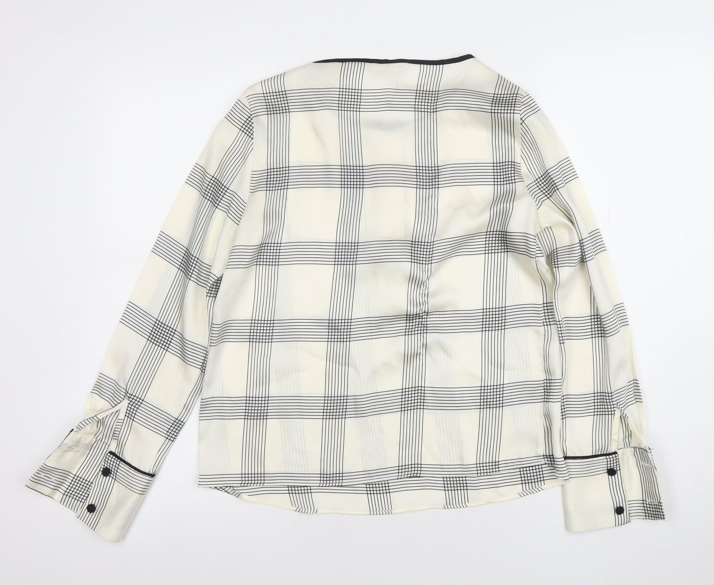 Mango Women’s White Checked Long Sleeve Blouse XS