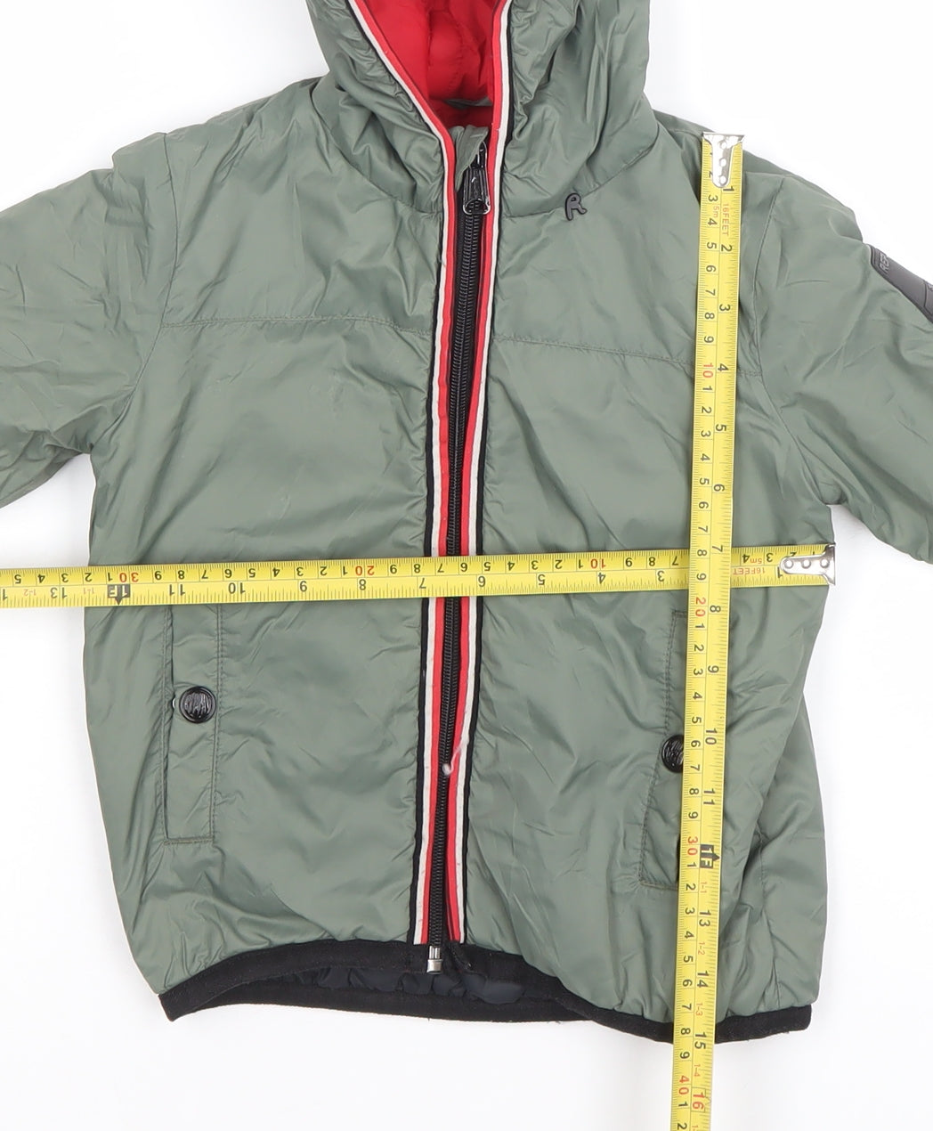 Replay Boys Green Hooded Puffer Jacket 18 Months Lined Winter Coat