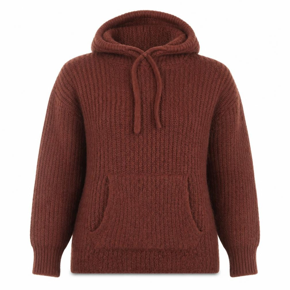 ASOS Women’s Brown Hooded Chunky-Knit Pullover Jumper Size 8