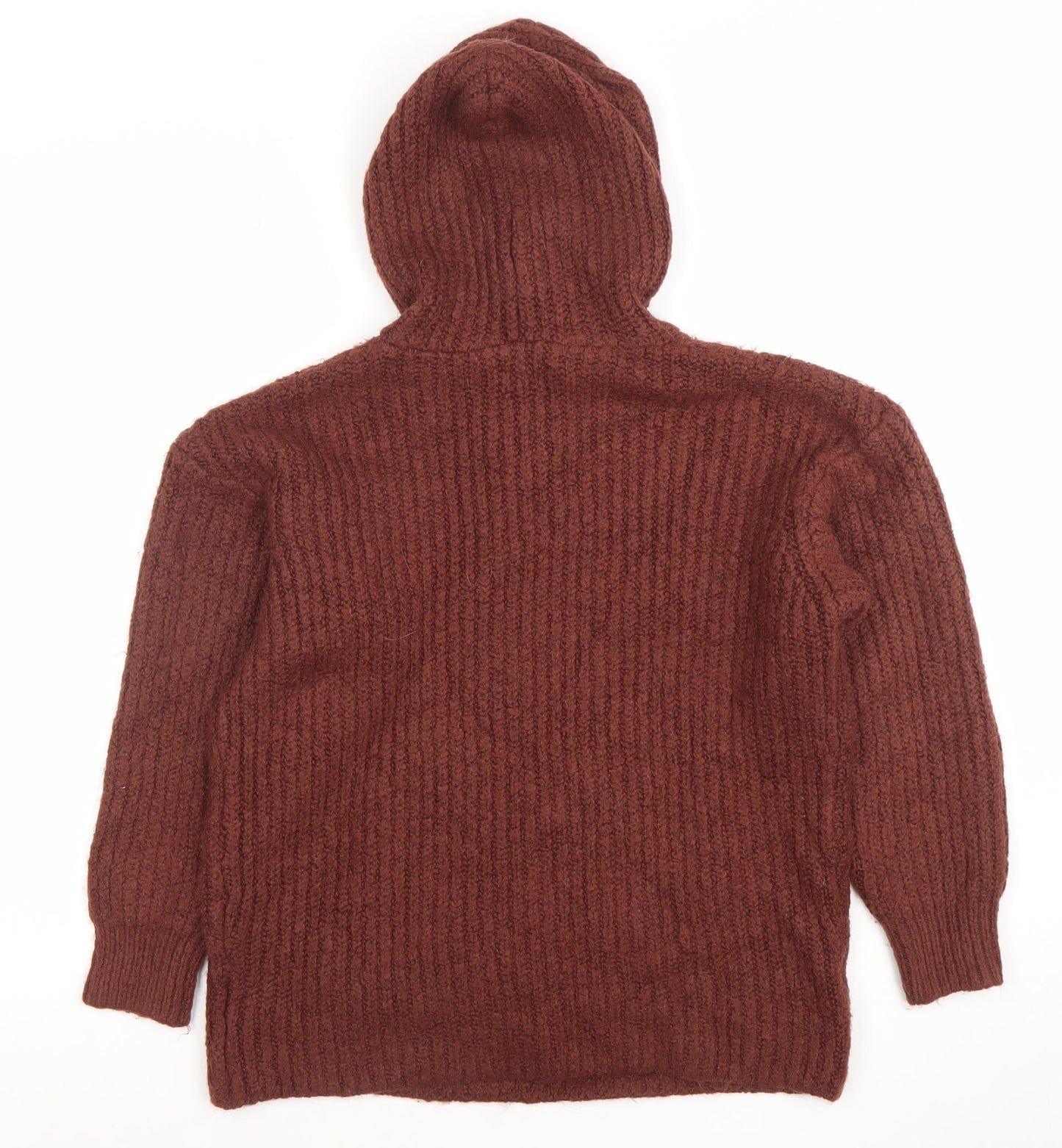 ASOS Women’s Brown Hooded Chunky-Knit Pullover Jumper Size 8