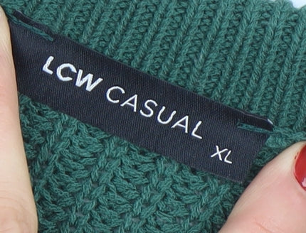 LCW Casual Women Green Chunky-Knit Acrylic Jumper XL