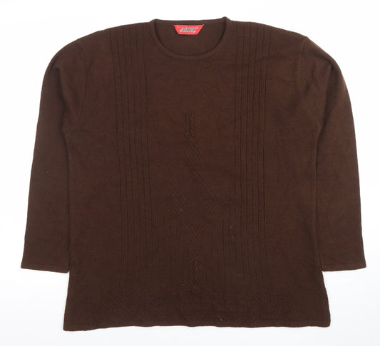 Ardic Women Brown Wool Blend Crew Neck Cable Knit Jumper L