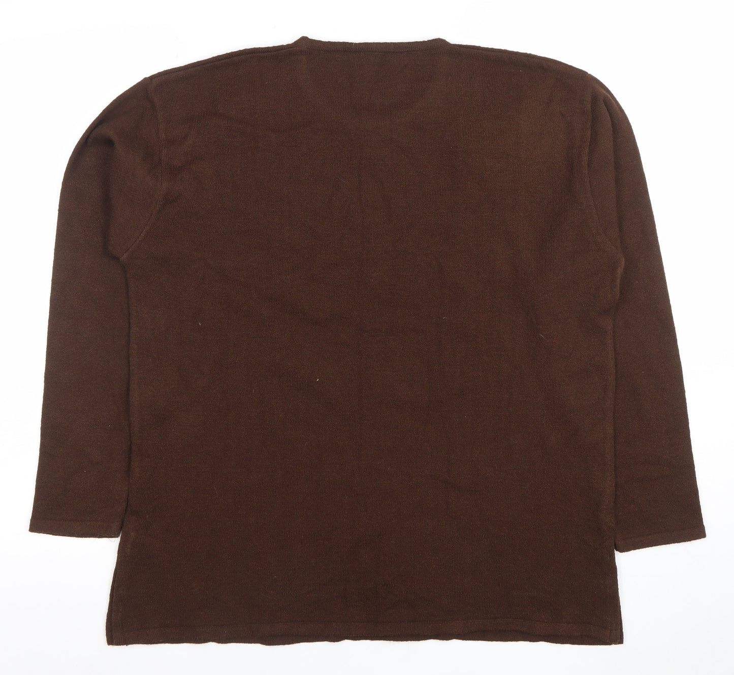 Ardic Women Brown Wool Blend Crew Neck Cable Knit Jumper L