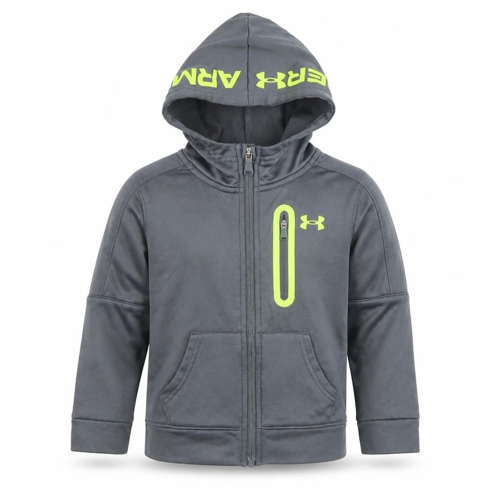 Under Armour Boys Grey Full Zip Hoodie 2-3 Years Hooded Sweatshirt