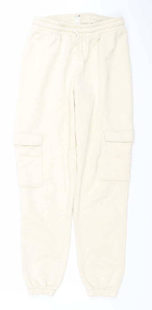 River Island Womens Ivory Jogger Trousers Size S Relaxed Fit