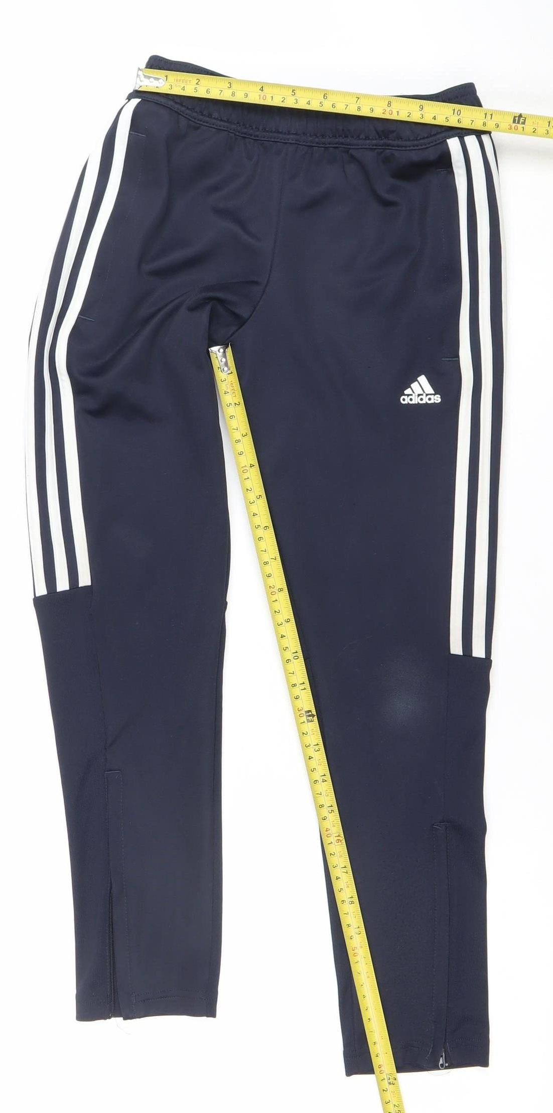 Adidas Boys Blue 9-10 Years Track Pants Tapered Fit Zip Pocket