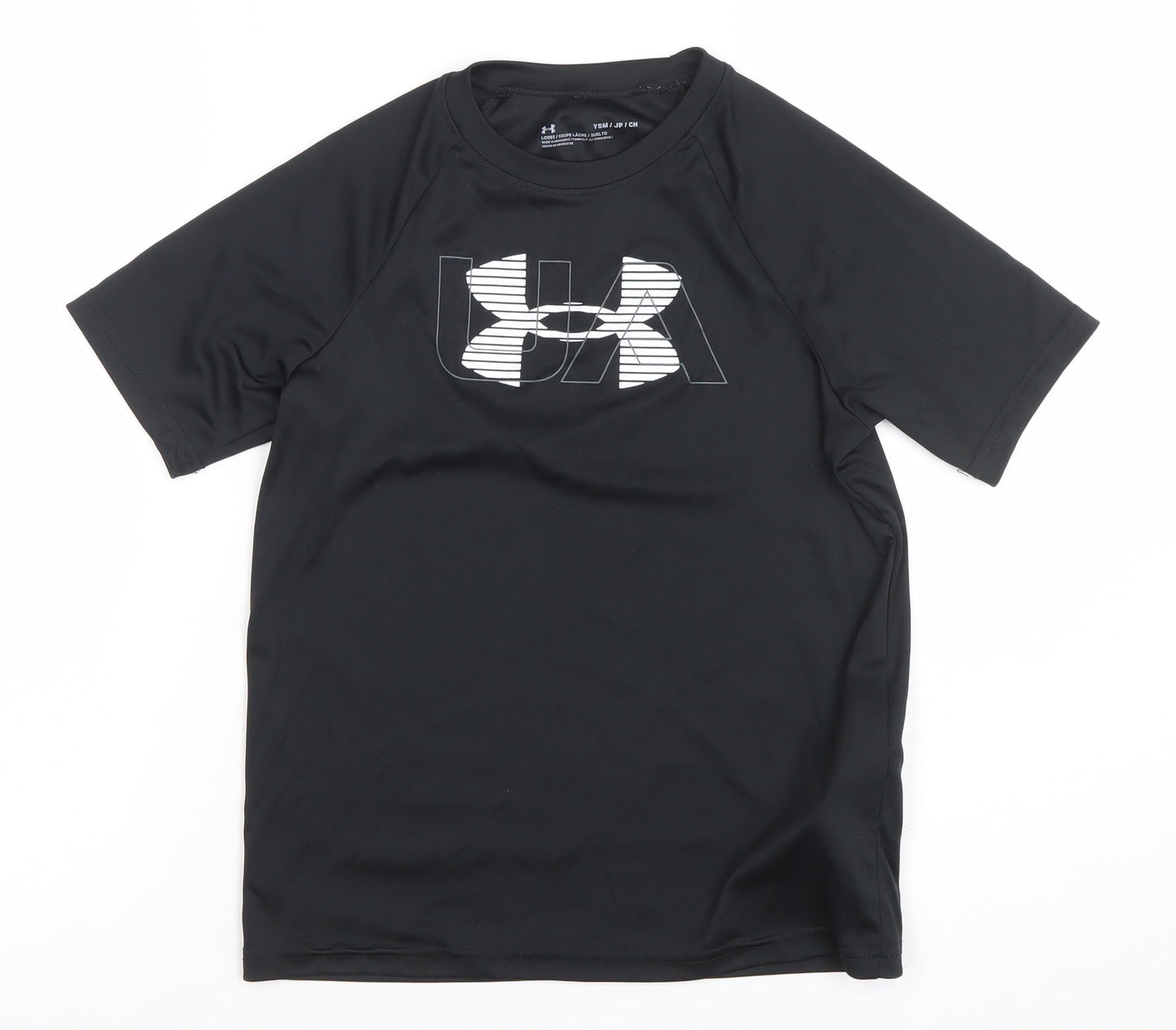 Under Armour Boys Black Graphic Logo Loose Fit Short Sleeve T-Shirt Size M