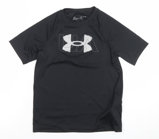 Under Armour Boys Black Graphic Logo Loose Fit Short Sleeve T-Shirt Size M