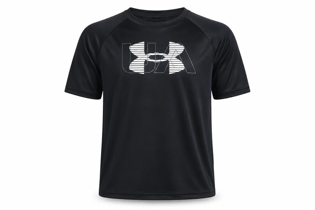 Under Armour Boys Black Graphic Logo Loose Fit Short Sleeve T-Shirt Size M