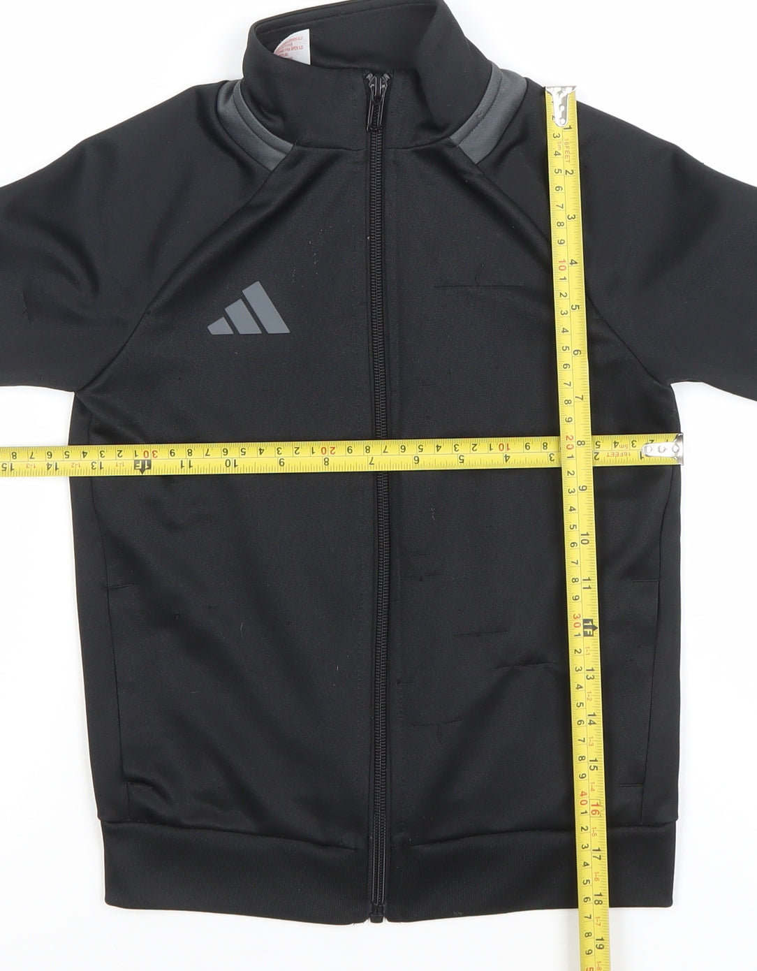 Adidas Boys Black Full Zip Hoodie 7-8 Years Polyester Sportswear