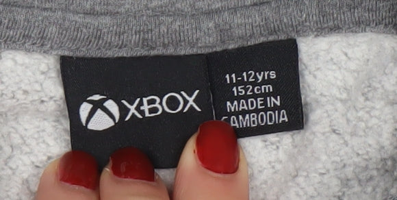 Xbox Boys Grey Pullover Hoodie 11-12 Years Cotton Blend Casual Gaming