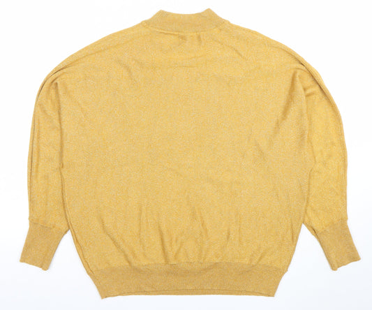 Marks and Spencer Womens Gold Mock Neck Long Sleeve Pullover Jumper Size M