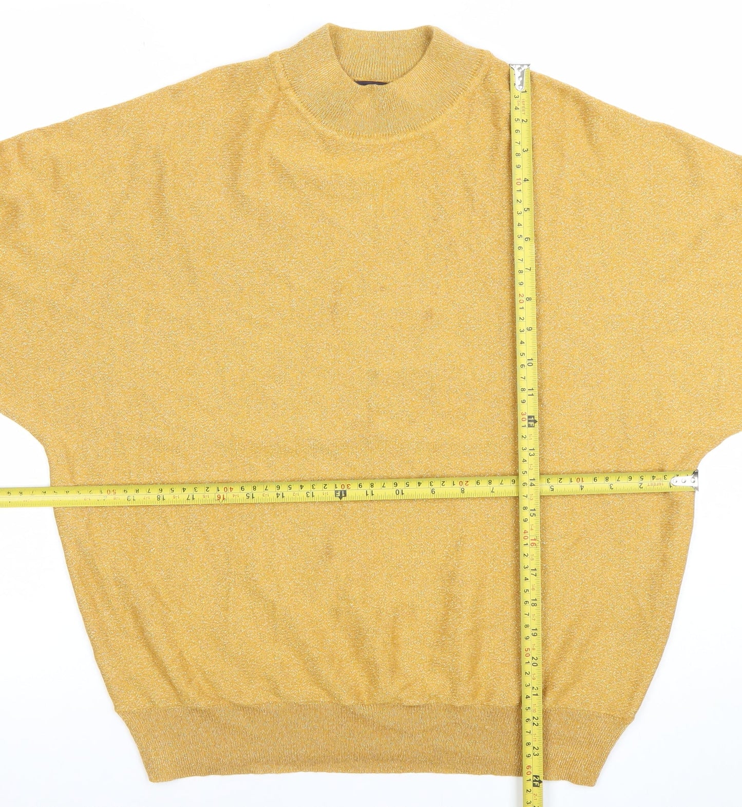 Marks and Spencer Womens Gold Mock Neck Long Sleeve Pullover Jumper Size M