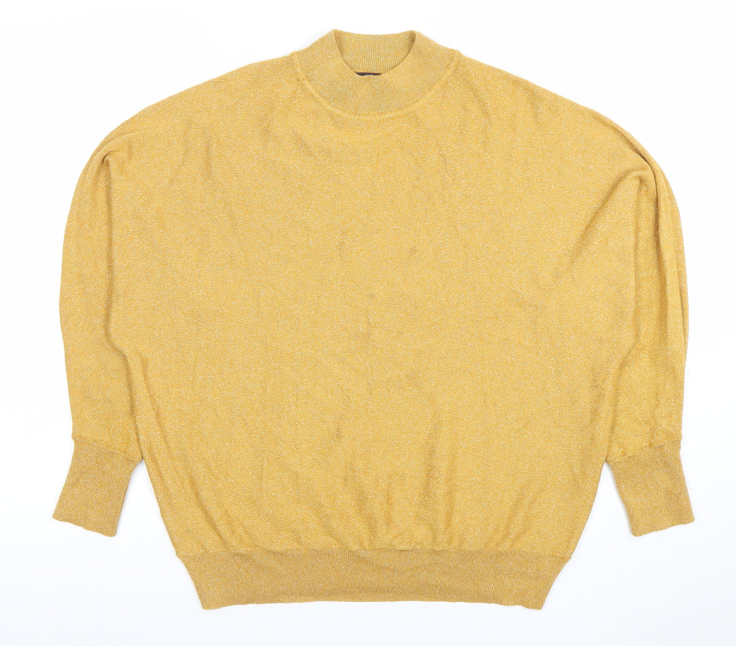 Marks and Spencer Womens Gold Mock Neck Long Sleeve Pullover Jumper Size M