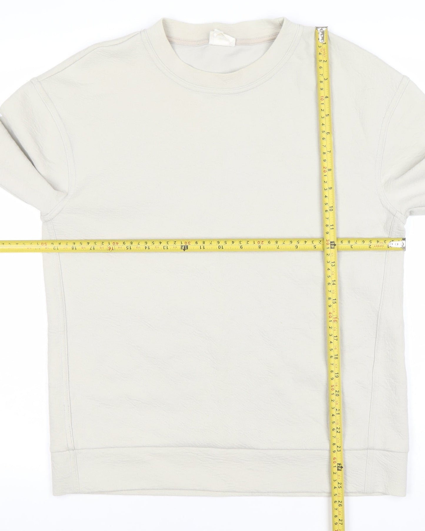 H&M Men Beige Cotton Blend Crew Neck Sweatshirt Size S