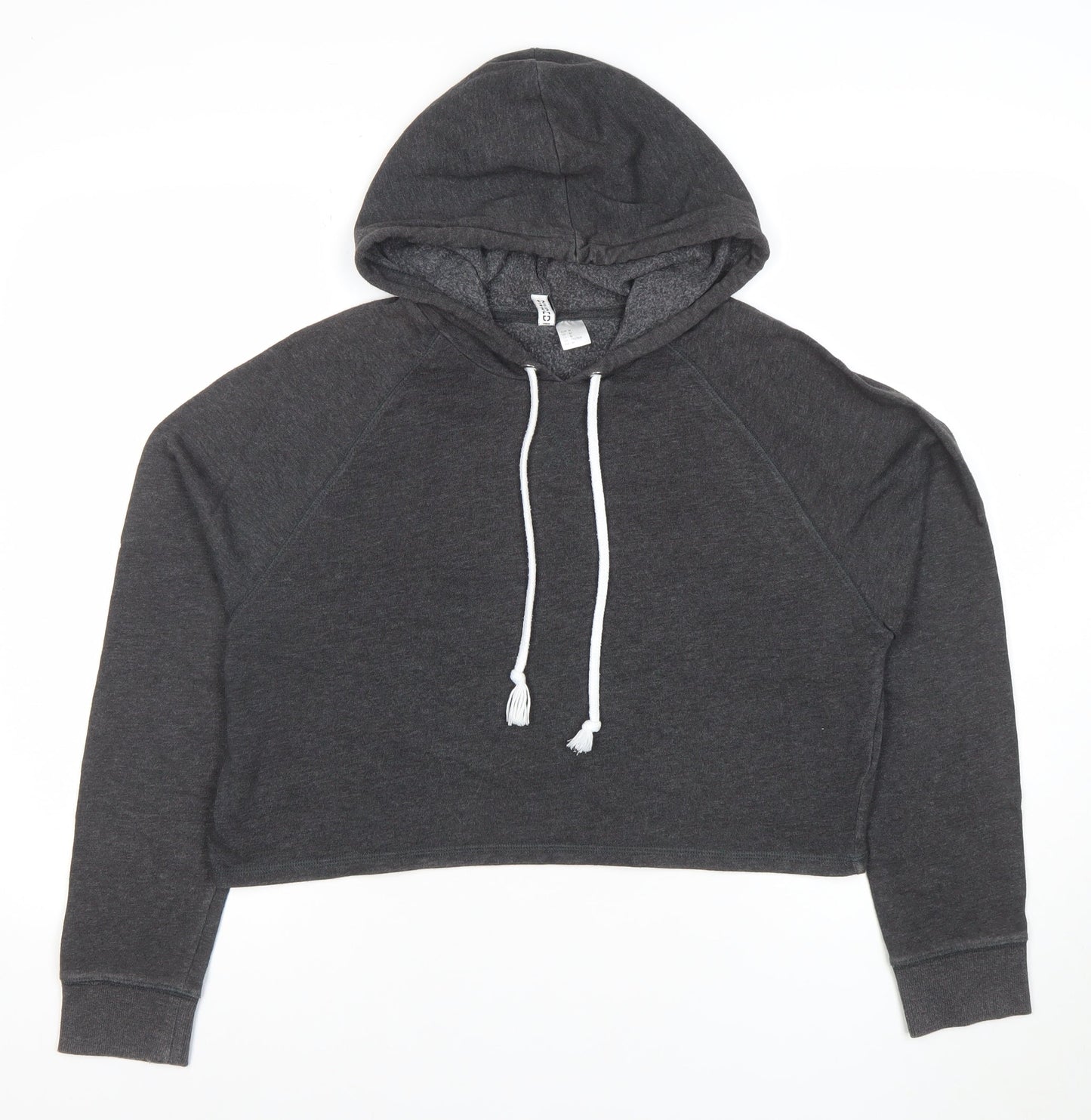 H&M Divided Womens Dark Grey Cropped Pullover Hoodie Size 12 M