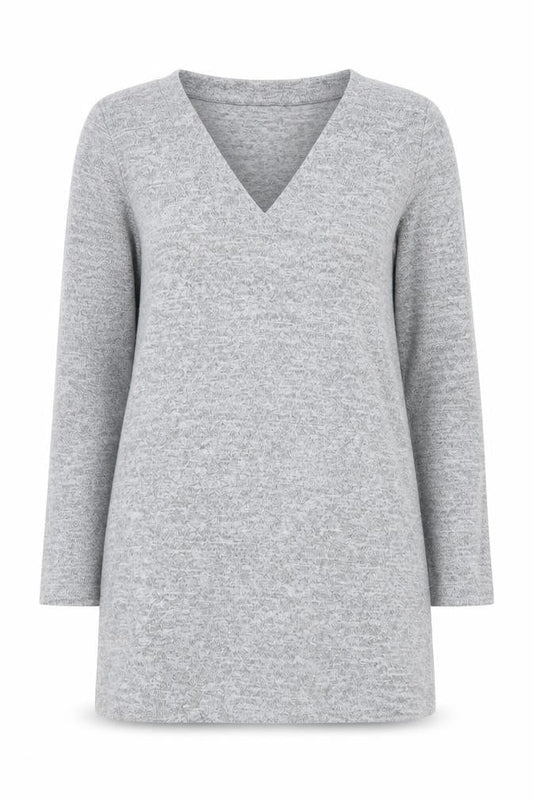 River Island Women’s Grey V-Neck Long Sleeve Knit Tunic Top UK 6
