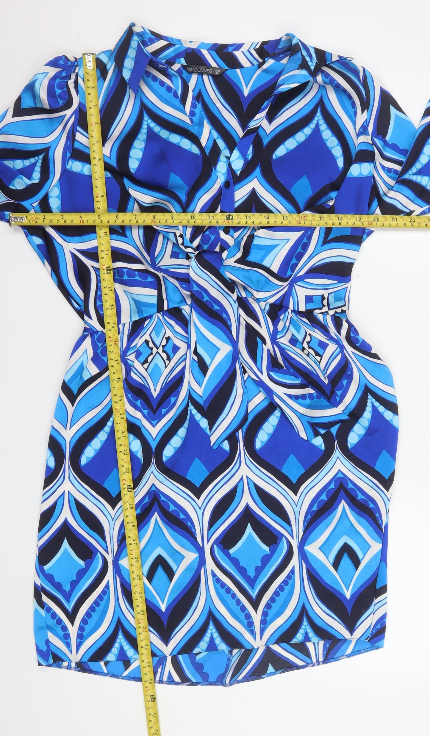 Dunnes Stores Women’s Blue Geometric Shirt Dress Size 14