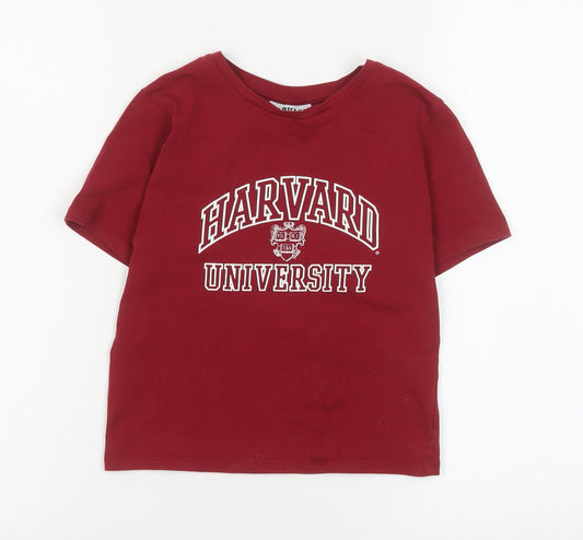 Harvard Girls Red 11-12 Years Graphic Print Cotton T-Shirt