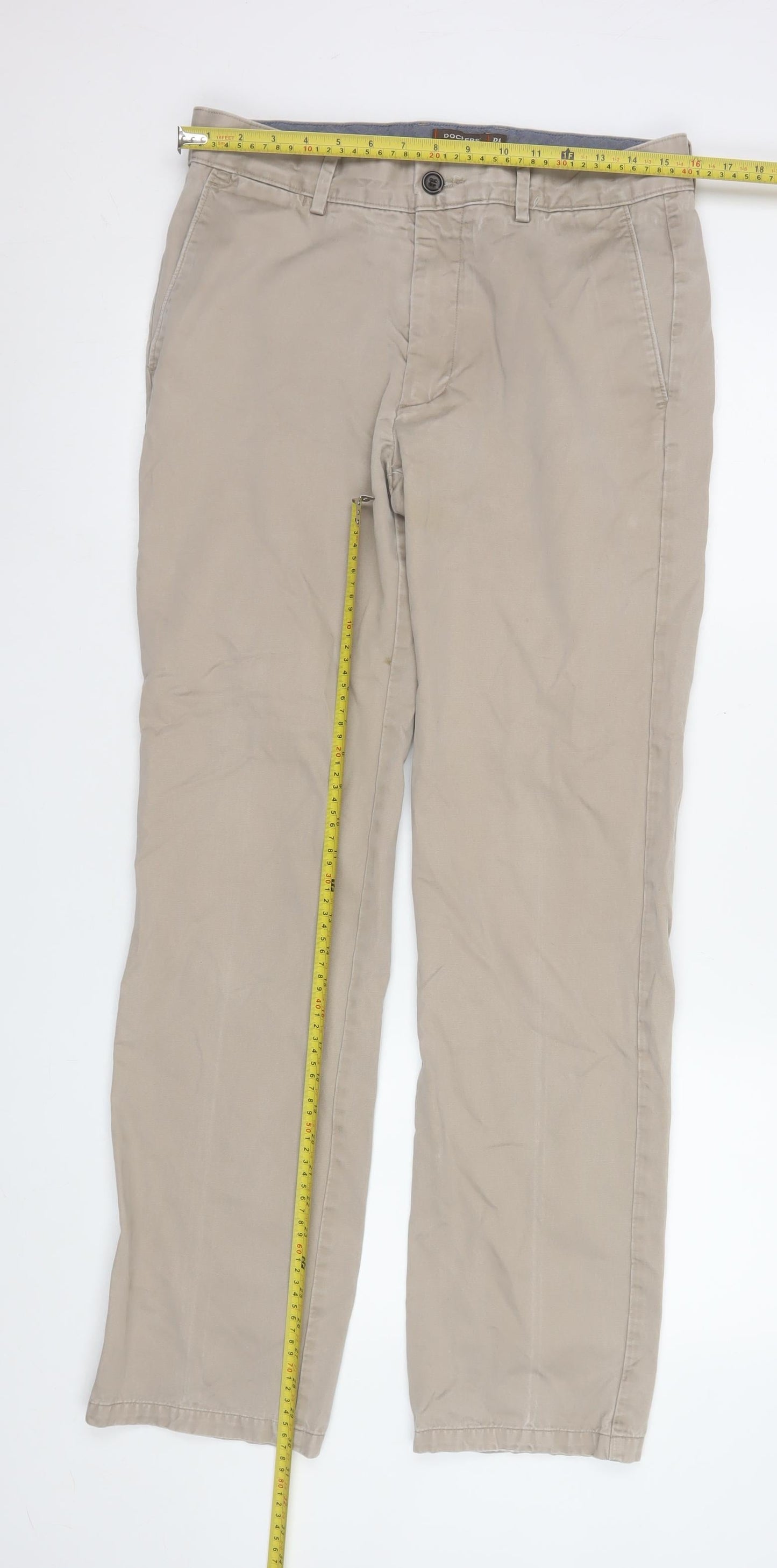 Dockers Men Beige Chino Trousers 32x34 Slim Fit Cotton