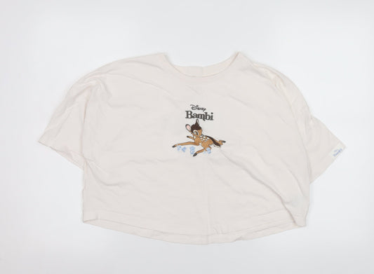 Primark Disney Bambi Women's Ivory Cropped T-Shirt Size S
