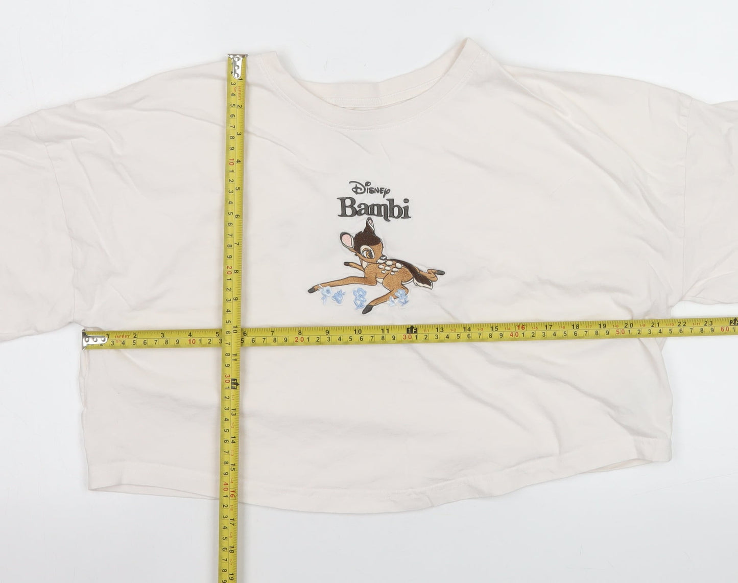 Primark Disney Bambi Women's Ivory Cropped T-Shirt Size S