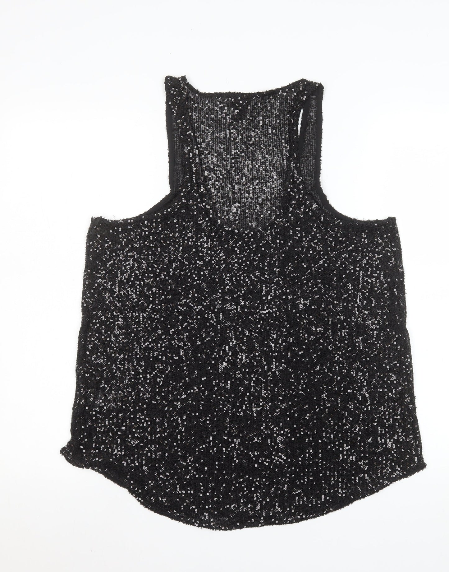 River Island Women's Black Sequin Camisole Tank Top Size 14