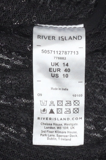 River Island Women's Black Sequin Camisole Tank Top Size 14