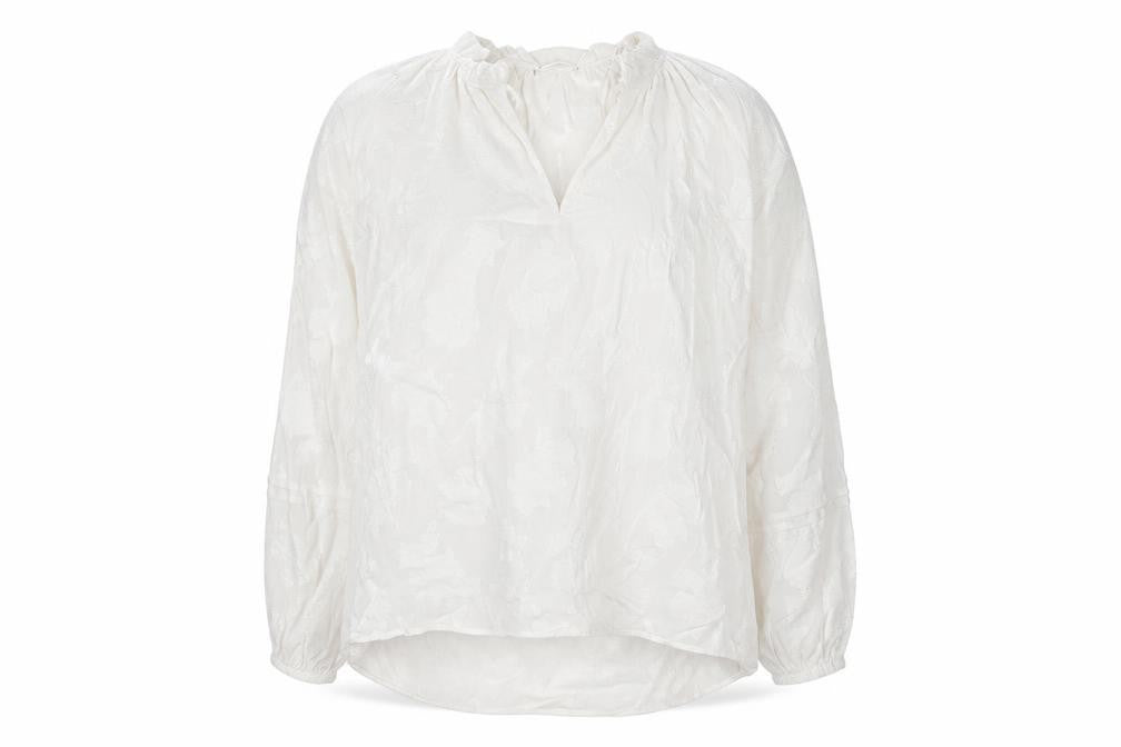 Gallery Women’s White Floral Tunic Blouse Size 16 Viscose Long Sleeve