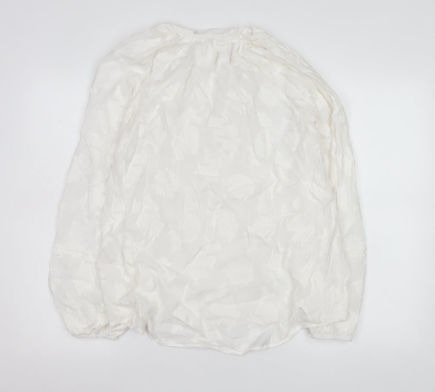 Gallery Women’s White Floral Tunic Blouse Size 16 Viscose Long Sleeve