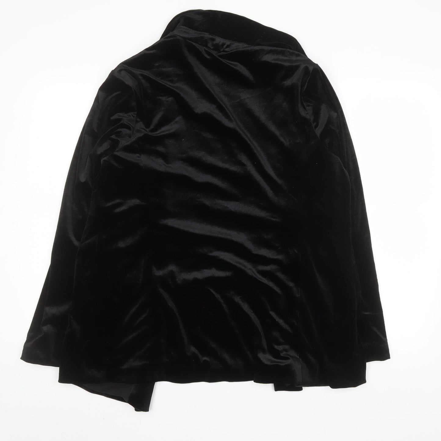 New Look Women Black Velvet Blazer UK 14 Regular Fit Mid-Length