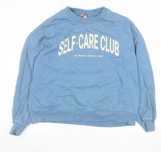 H&M Women’s Blue Self-Care Club Pullover Sweatshirt Size S