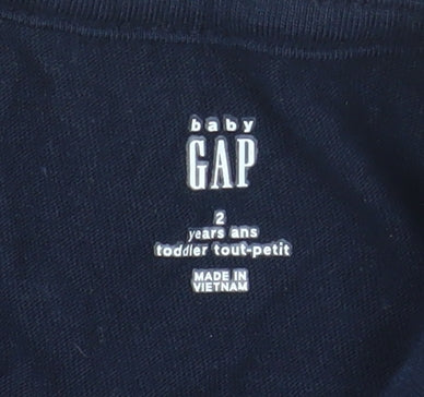 GAP Boys Navy Blue 2 Years Short Sleeve Cotton Logo T-Shirt