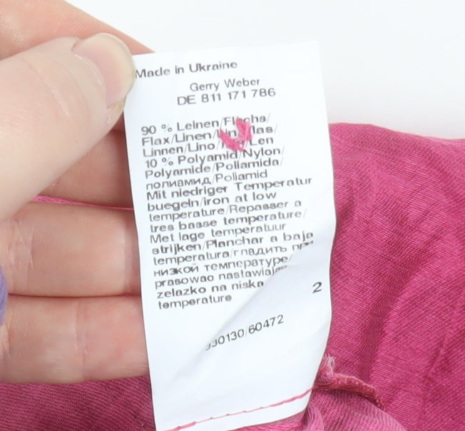 Gerry Weber Womens Pink Linen Blend Collared Button Blouse Size 16