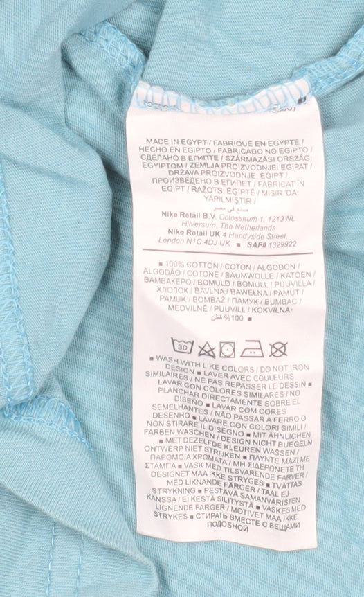 Nike Men's Blue Loose Fit Crew Neck Cotton T-Shirt XS