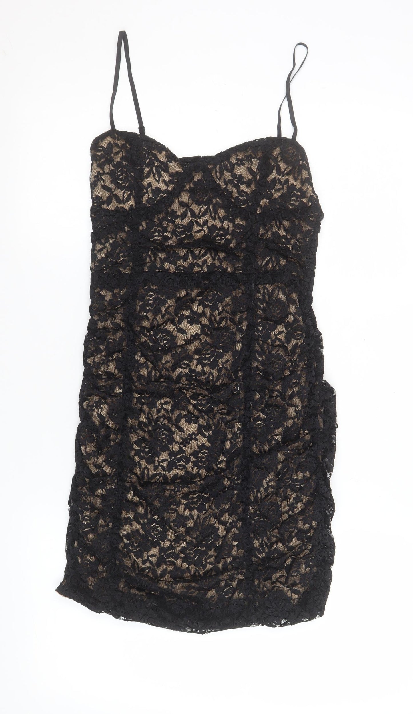 Pink Vanilla Women's Black Lace Bodycon Dress Size 10 Party