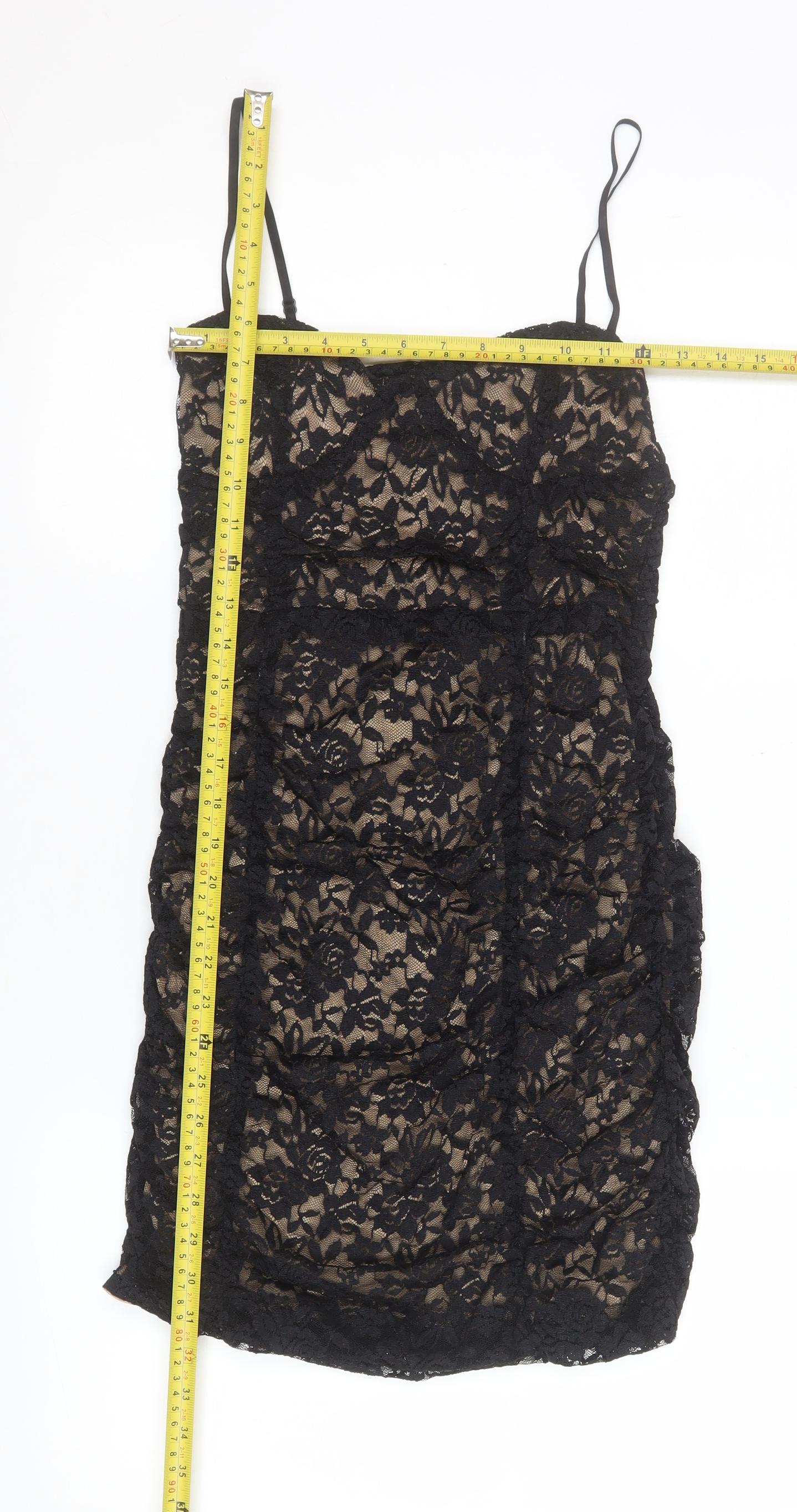 Pink Vanilla Women's Black Lace Bodycon Dress Size 10 Party