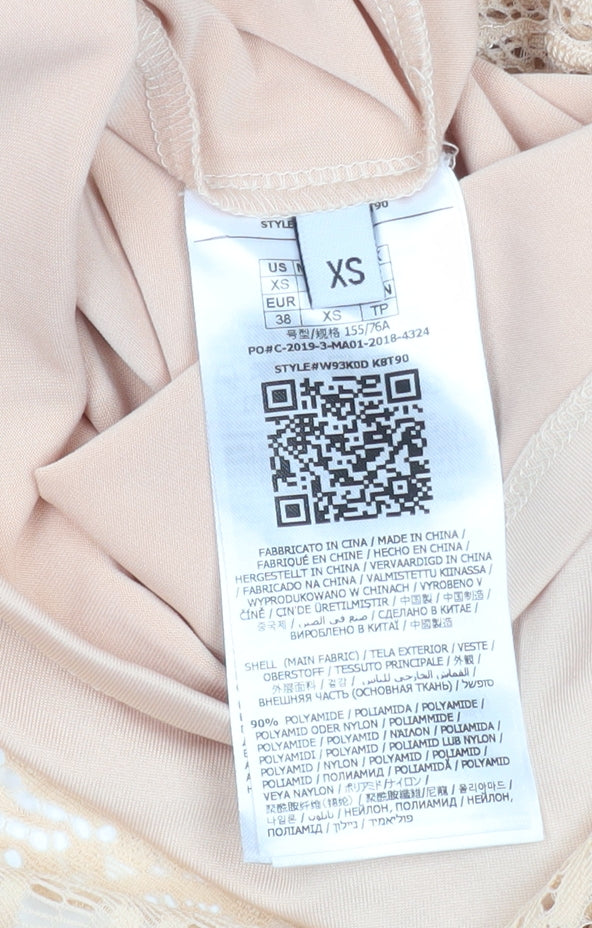 Guess Women Beige Lace Bodycon Cold Shoulder Dress XS