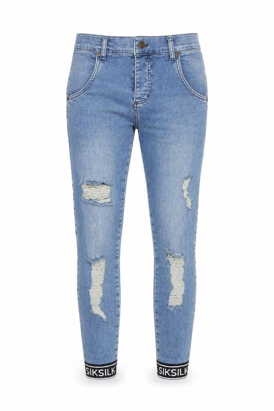 SikSilk Men's Blue Distressed Skinny Jeans Size S