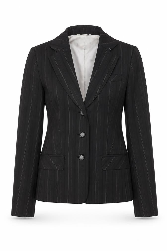 Oasis Women’s Black Pinstripe Blazer Size 10 Classic Tailored Jacket