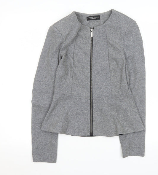 Dorothy Perkins Women's Grey Zip Up Peplum Jacket Size 8