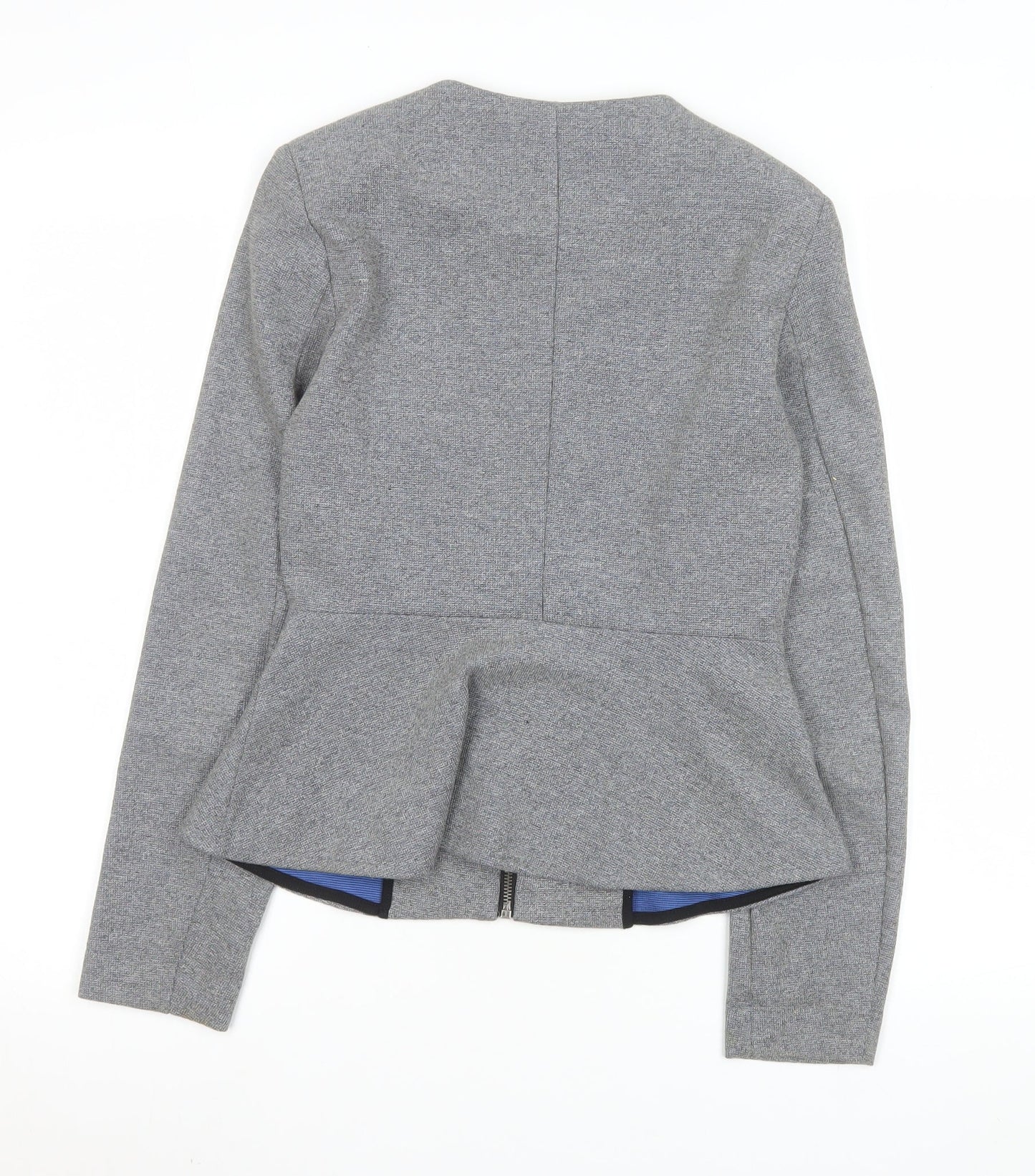 Dorothy Perkins Women's Grey Zip Up Peplum Jacket Size 8