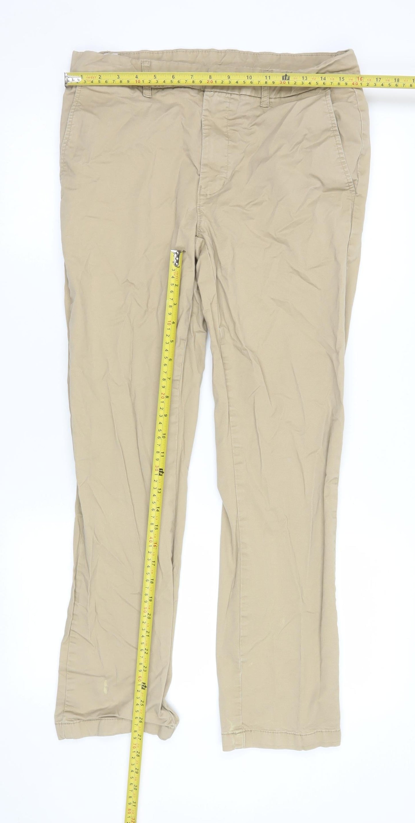 Dunnes Stores Men's Beige Chino Trousers 32W 31L Cotton Stretch