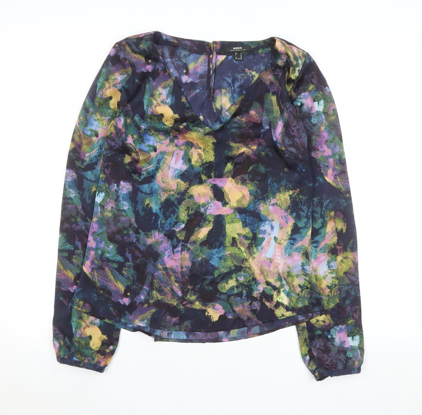 Mexx Women’s Multicoloured V-Neck Long Sleeve Chiffon Blouse UK 6