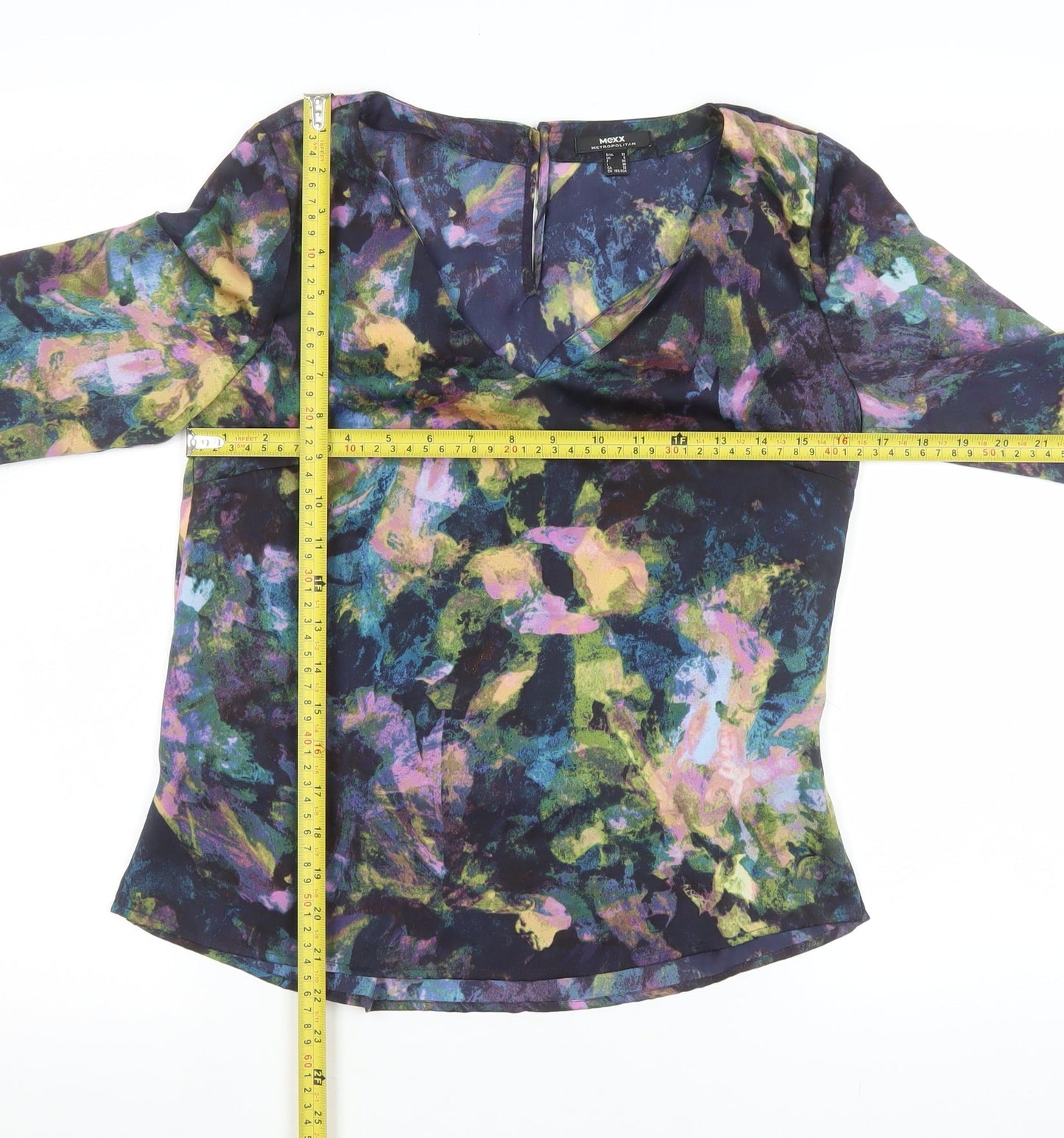 Mexx Women’s Multicoloured V-Neck Long Sleeve Chiffon Blouse UK 6