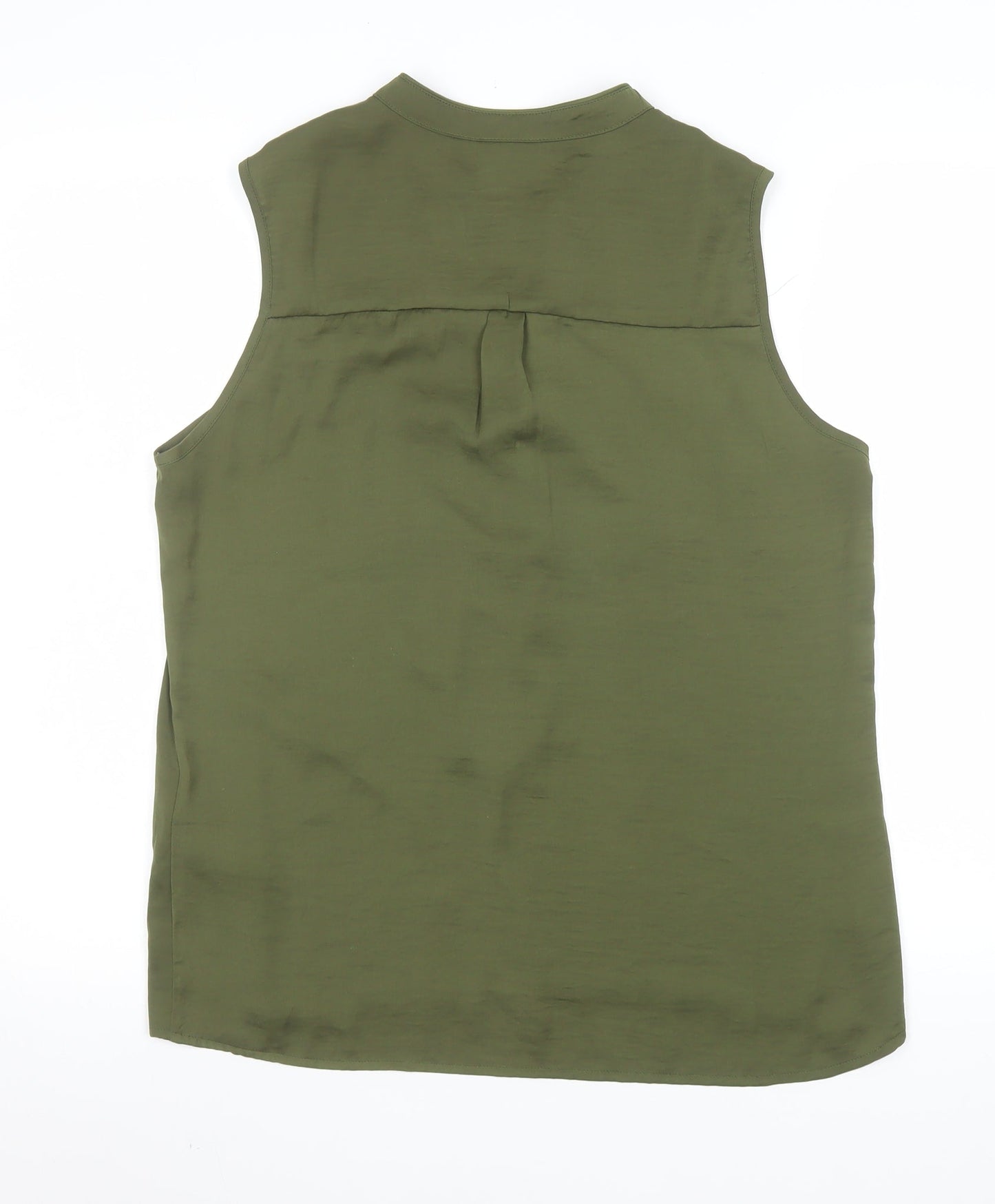 Vila Women’s Green Sleeveless Blouse L Basic V-Neck Casual Top
