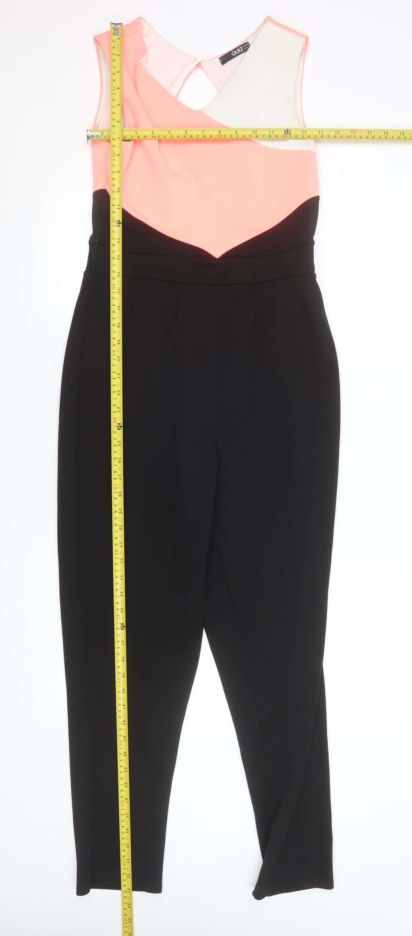 Quiz Womens Coral Black Colourblock Sleeveless Jumpsuit Size 12