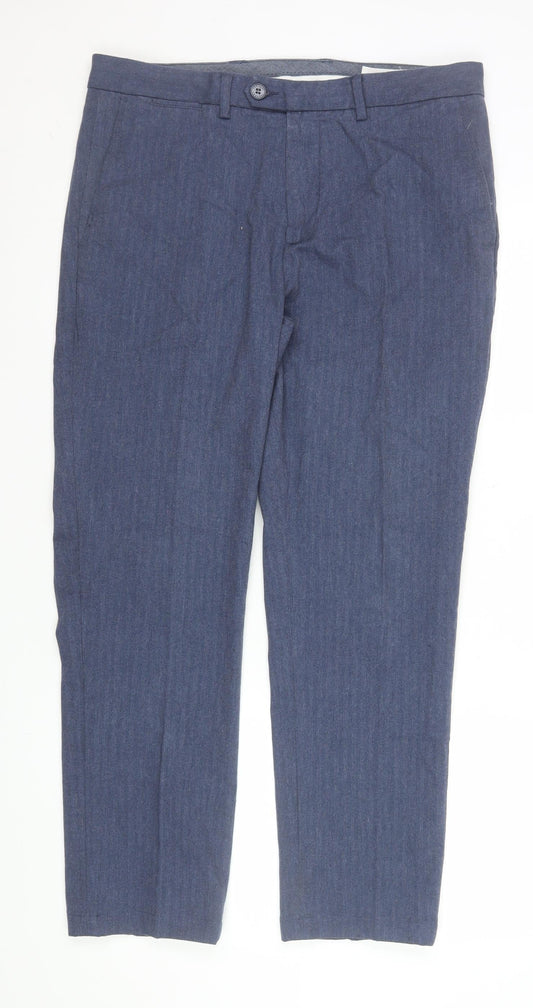 Trenery Men's Blue Slim Fit Chino Trousers Size 34