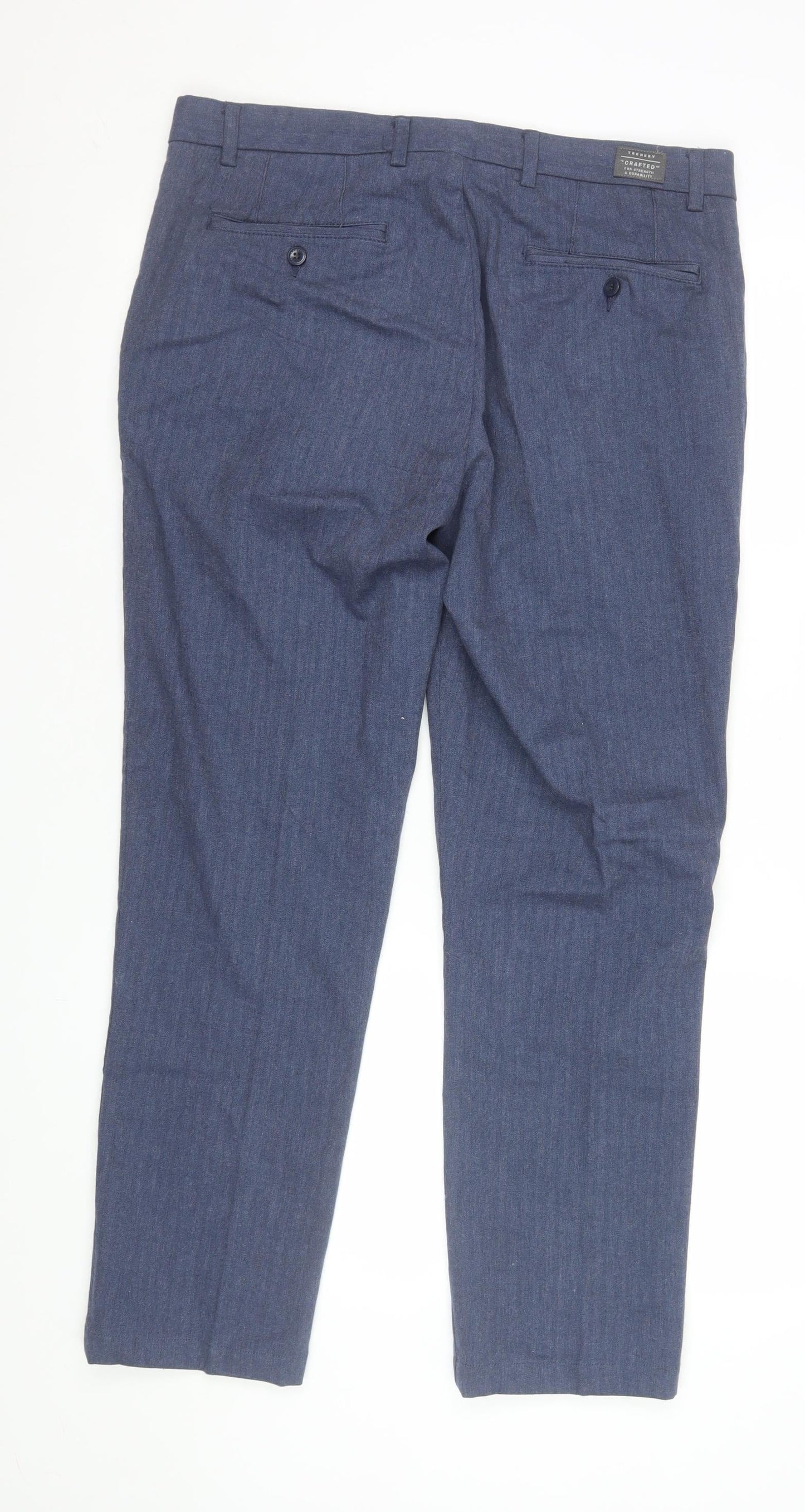 Trenery Men's Blue Slim Fit Chino Trousers Size 34