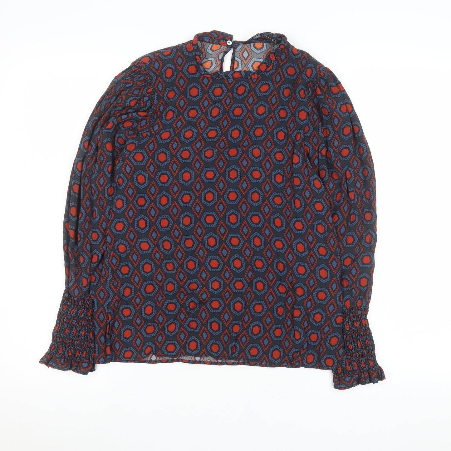 Zara Women Multicoloured Geometric Viscose Long Sleeve Blouse XS